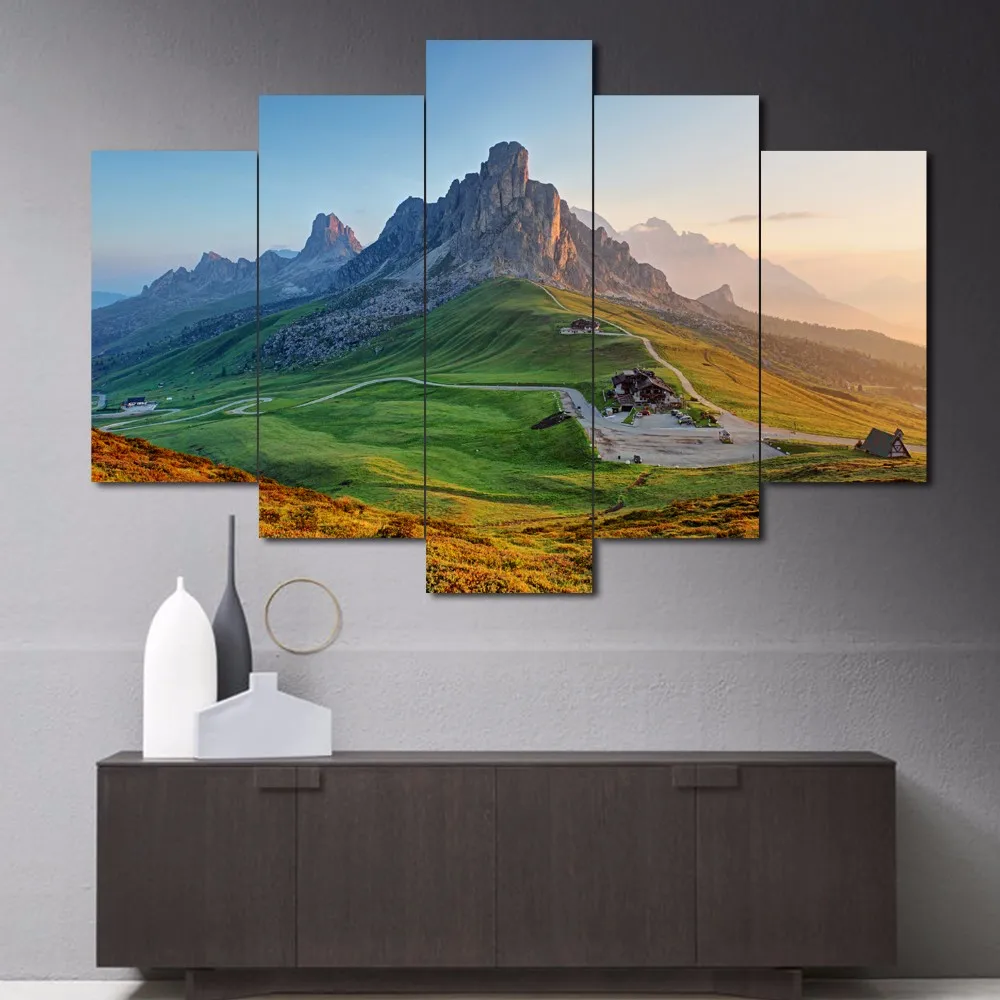 5 Piece Mountain grassland scenery Art Painting Modern Home Living Room