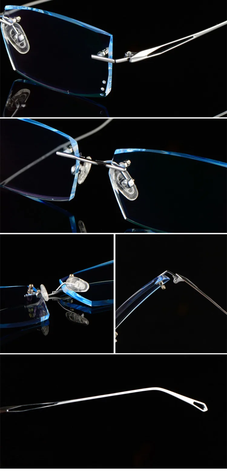 EAGWOO титановые очки для мужчин без оправы по рецепту Близорукость фотохромные алмазные очки без оправы очки для зрения окно 275020
