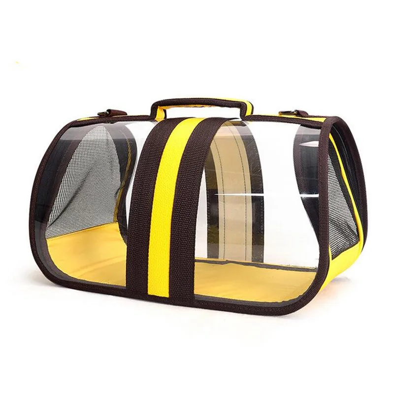 Переносная дорожная прозрачная сумка для домашних животных, переноска для кошек, собак, дышащая сумка, маленький рюкзак для кошек, большая сумка, складные принадлежности для собак - Цвет: Yellow