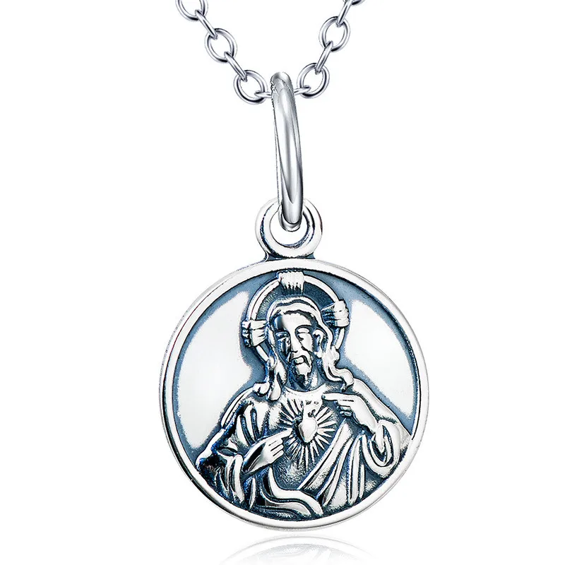 925 Sterling Silver Jewelry Vintage Jesus Christ Virgin Mary Double