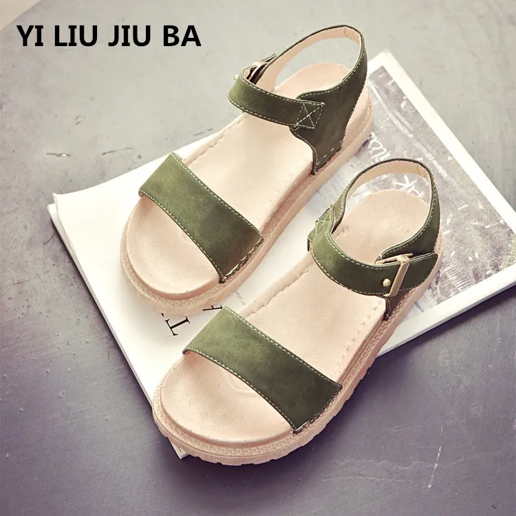 

new casual PU Leather flats Women sandals Platform Beach sandals shoes ladies Flats Comfortable summer shoes women mujer **629