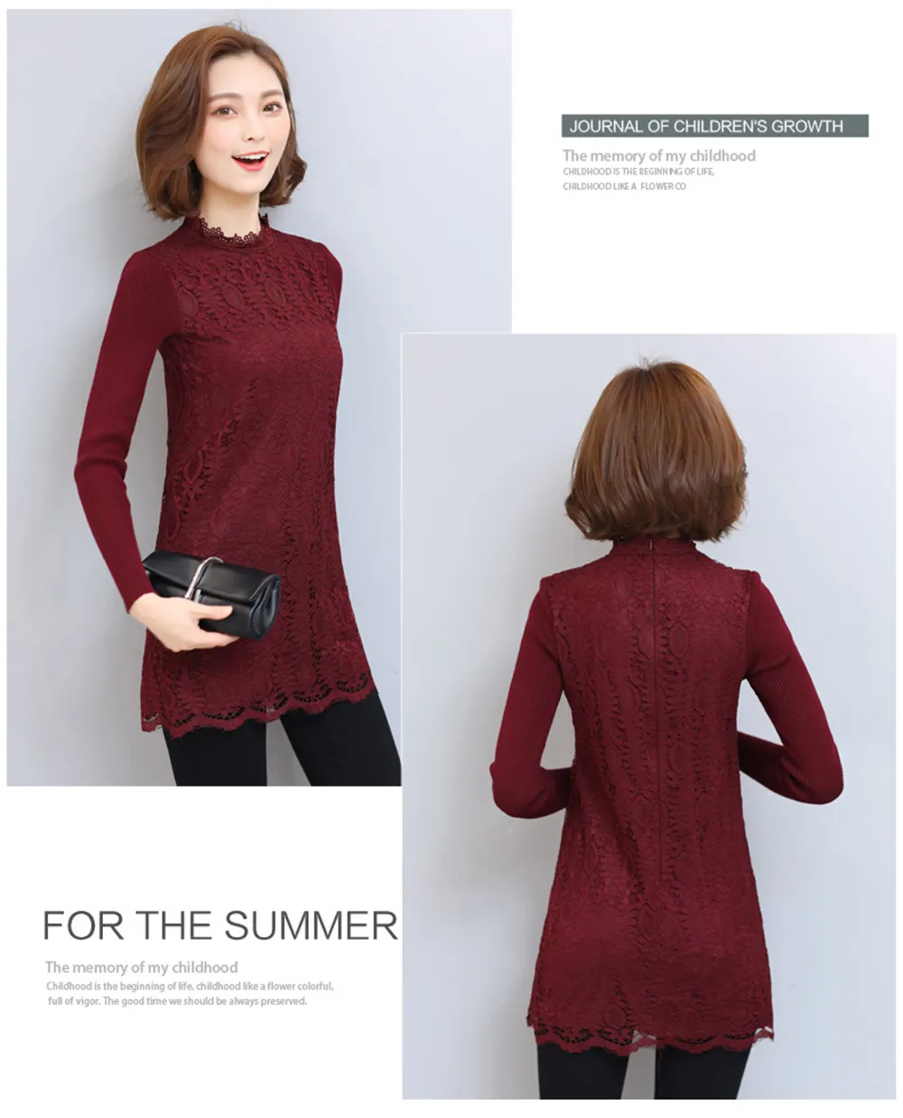 Autumn-Winter Thicken Women Lace Dress 2017 All Match Sweater Sleeve Wine Lace Dress vestido Plus Size 3XL bodycon Work Dress  (12)