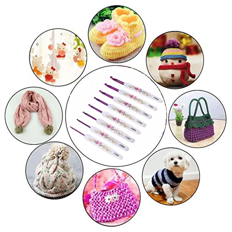 New 8pcsset Crochet Hooks Mix 2.5mm-6.0mm Hand Sewing Needles Yarn Weave Knitting Needles Crochet Needles Set With Case For Mom (7)
