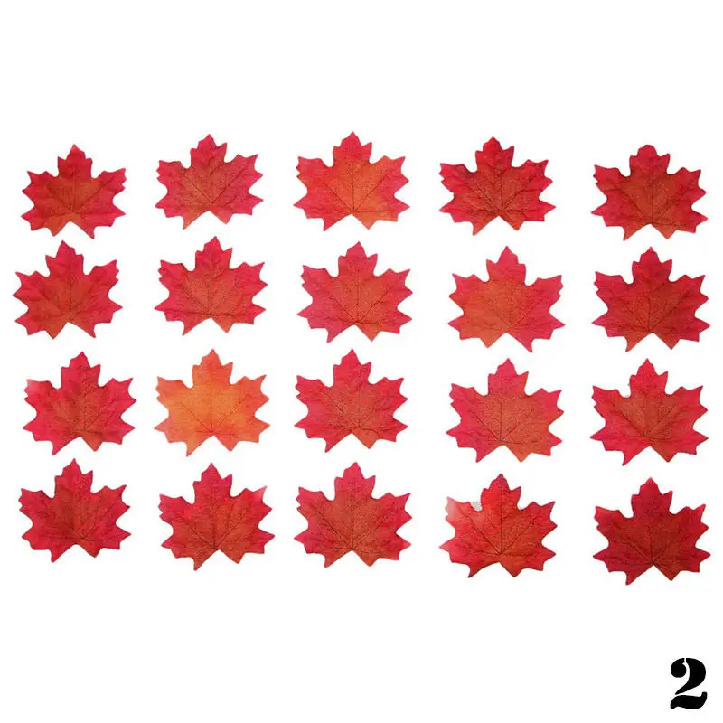 50Pcs DIY Colorful Autumn Leaves Maple Leaves Simulation Foliage Decoration