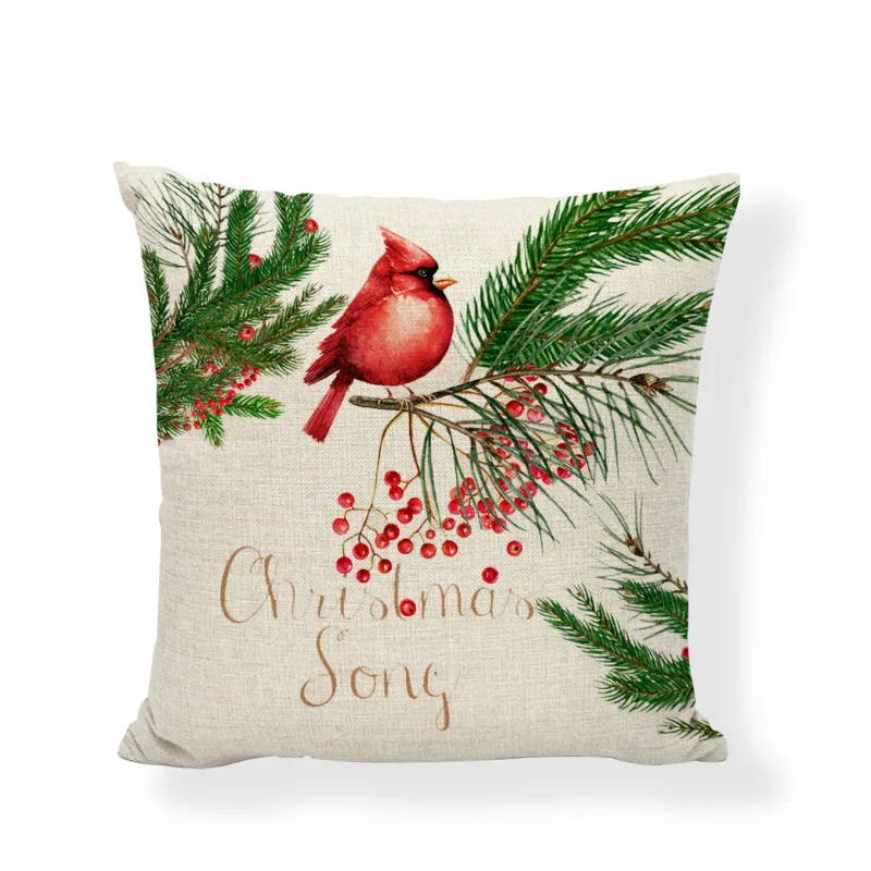 Wholosale наволочка для подушки 45x45 см с красной птицей для дома, спальни, дивана, гостиной, рождественского подарка, Льняные Наволочки с принтом - Цвет: 6