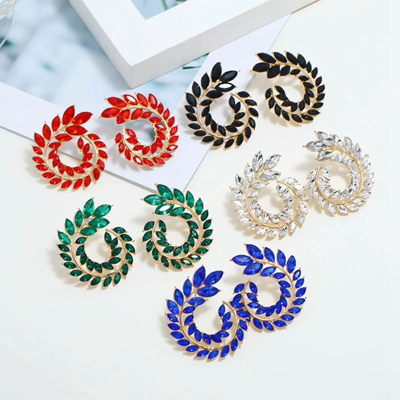 Роскошная Новинка, модное, в форме оливы, AAA+ кубический циркон, серьги-гвоздики, филиал, Кристальные серьги для женщин, вечерние, Букле д 'Орель