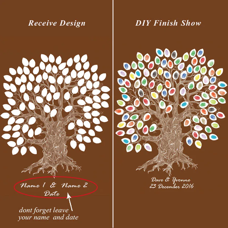 Фестиваль праздновать DIY отпечатки пальцев, дерево, подпись холст Свадебный Гость книга Свадебные украшения праздничный сувенир - Цвет: HK016