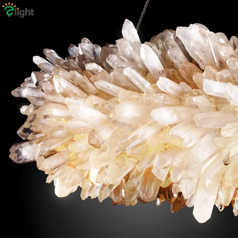 Lámpara colgante de cuarzo natural de lujo para Hotel lámpara colgante de cristal Led RH American Suspend lámpara Led Luminarias Lamparas Lámpara colgante de cuarzo natural de lujo para Hotel lámpara colgante de cristal Led RH American Suspend lámpara Led Luminarias Lamparas