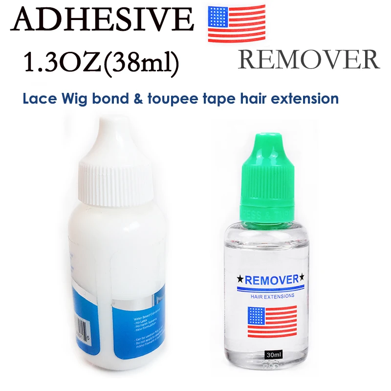 

Hot Sale 1 Bottle lace wig bonding 1.3 Oz 38 ml Adhesive Wig Glue With 1 Bottle 1 Oz 30 ml Remover For Lace Wig Glue