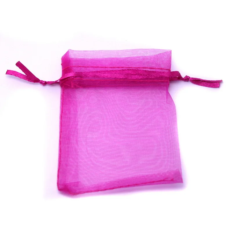 Fuchsia 10 шт., 7x9 см, 9x12 см, сумки из органзы для ювелирных изделий, подарочная упаковка, сумка для Рождественского украшения, свадебные подарочные пакеты - Цвет: Fuchsia