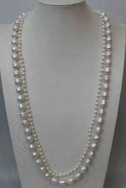 

ddh003808 White Freshwater pearl Double long Nacklace 5x6mm & 12x14mm 31INCH & 33INCH (A0502)