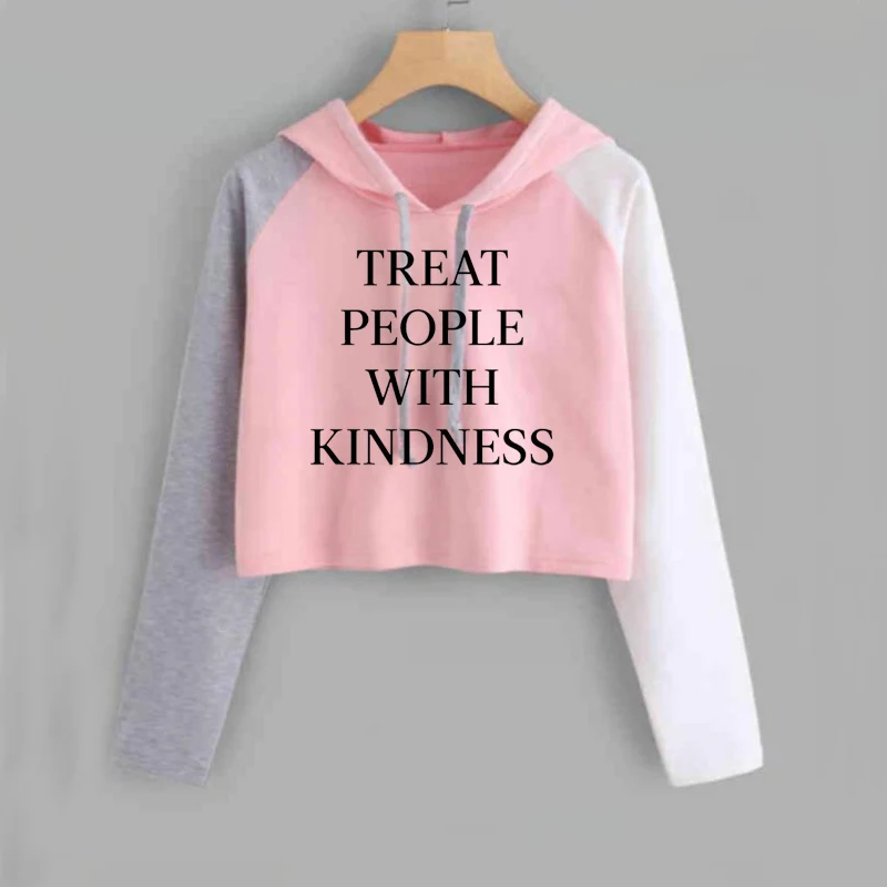  Crop Top Sweatshirt Harry Styles Treat People with Kindness Woman Hoodie Long Sleeve Pullover Sweat