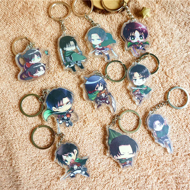 10pcs/set Anime Attack on Titan Shingeki no Kyojin ErenArmin Sasha Sasha Doubleside Print Keychain Pendant llavero Keyring