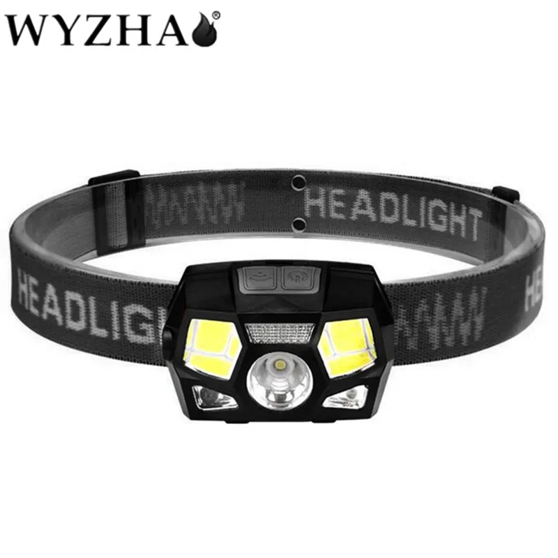 

LED Induction Headlamp USB Charging Waterproof Infrared Headlamp Cob+xpe Strong Light Plastic Fishing Lamp Waterproof Flashlight