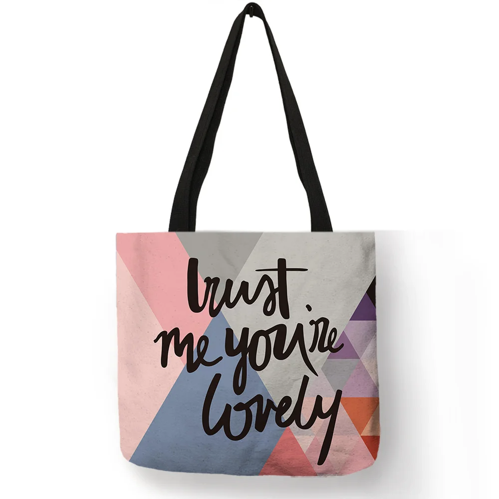 

Daily Useful Folded Geometry Pattern Tote Bag Colorful Print Casual Shoulder Bags Large Capacity Storage Cloth Handbag for Women