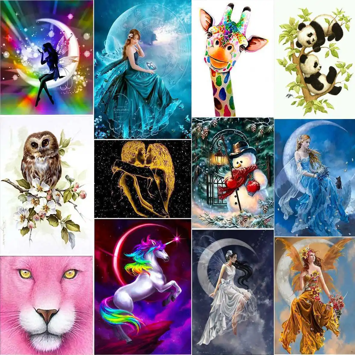 

DIY 5D Diamond Painting Animals Beauty Embroidery Cross Crafts Stitch Home Decor