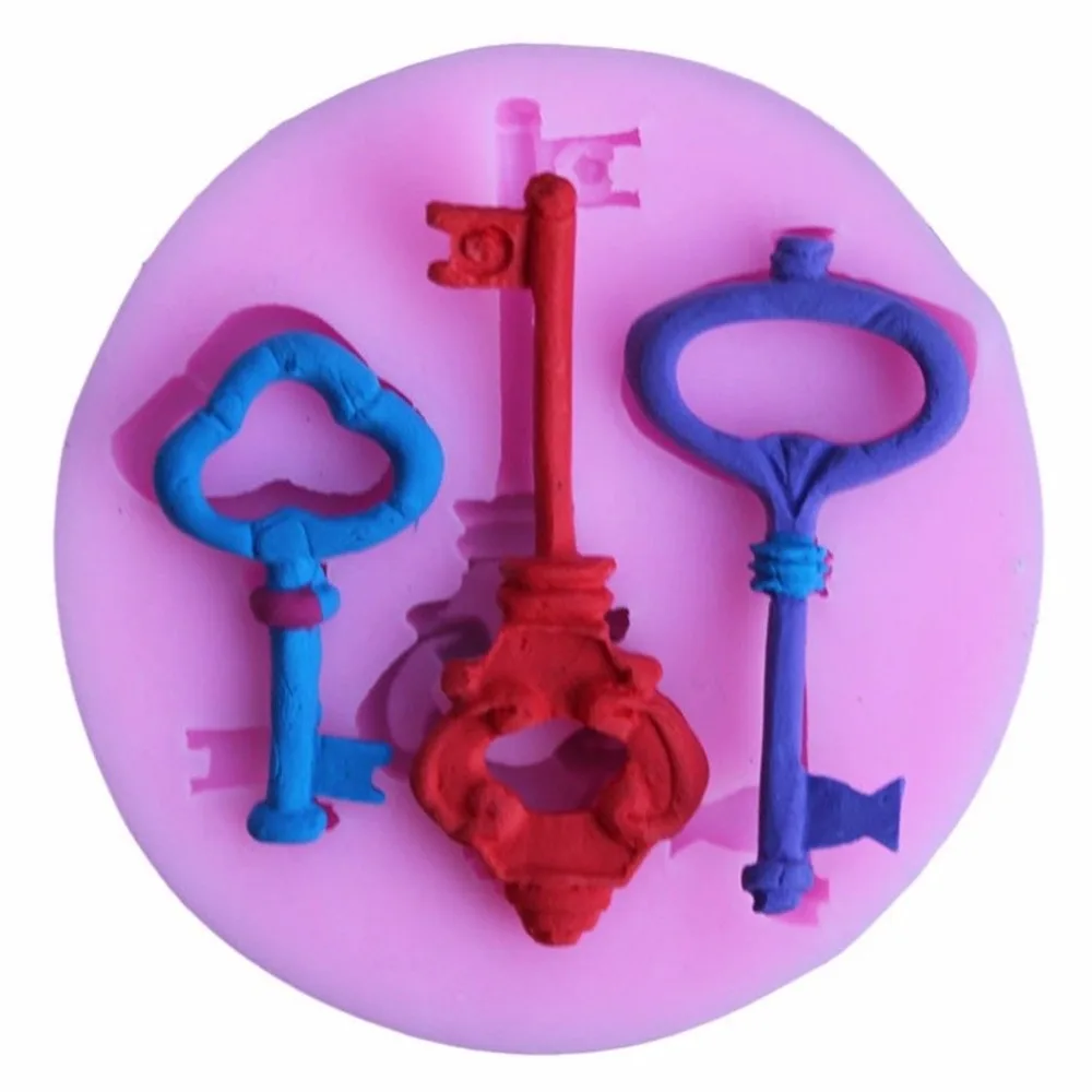 2pcs Silicone Keys lock key quality Mould mold Fondant Cake tools