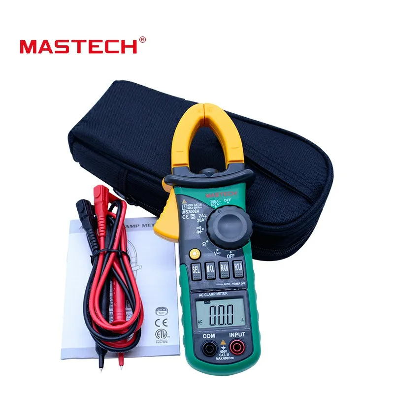 

MASTECH MS2008A Digital Clamp Meters Auto Range Clamp Meter Ammeter Voltmeter Ohmmeter w/ LCD Backlight