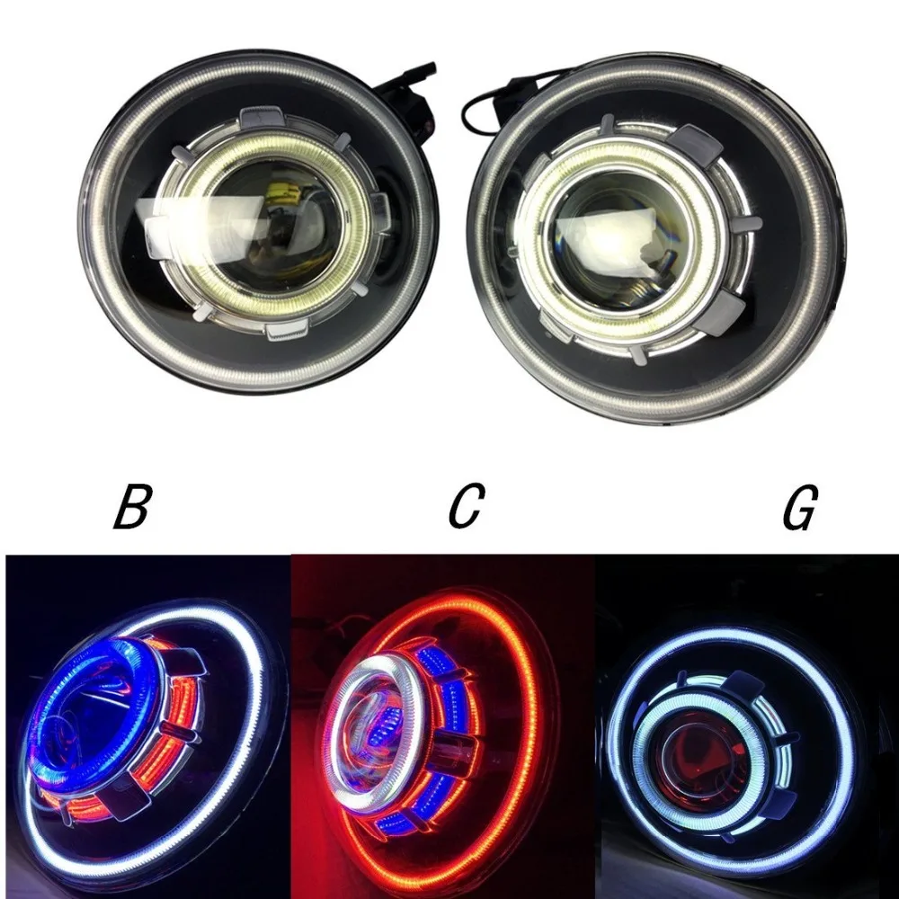 2pcs-DOT одобренный 7 дюймов 35 Вт круглый демон глаз светодио дный светодиодный прожекторные фары с Ангелом Halos для Jeep Wrangler JK 07-17 (B)