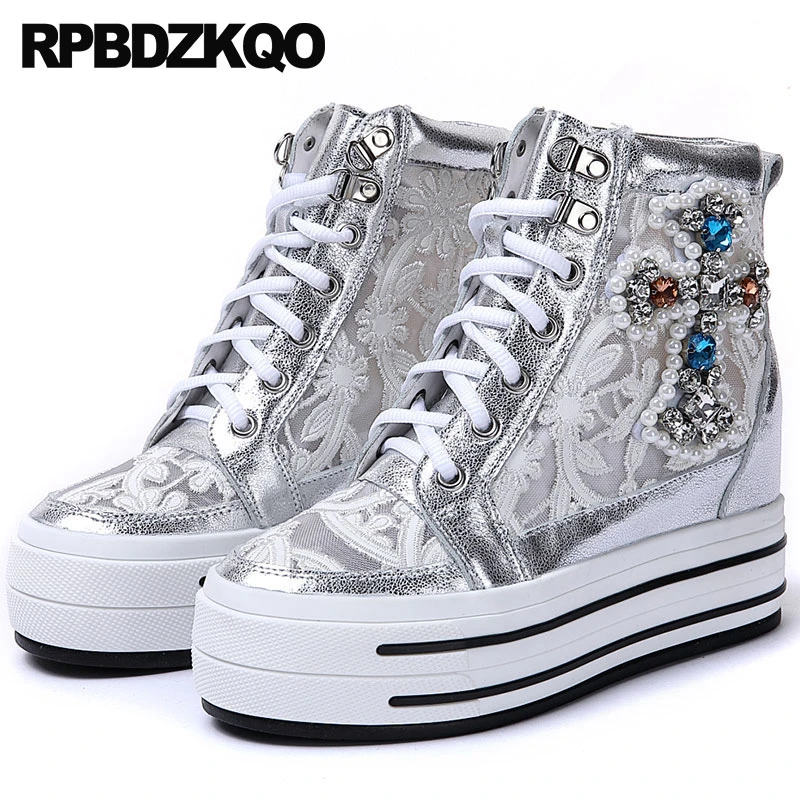silver high top trainers