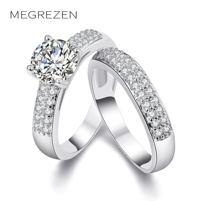 Twin Zircon Ring Bijouterie Set Of Rings on fingers Double Couple