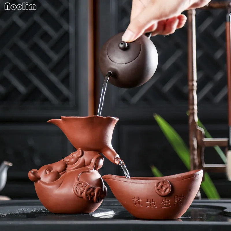 NOOLIM креативный фильтр для чая, Фиолетовый Глиняный чай, утечка с чашкой, кунг-фу, аксессуары для чайной церемонии, быстрое ситечко