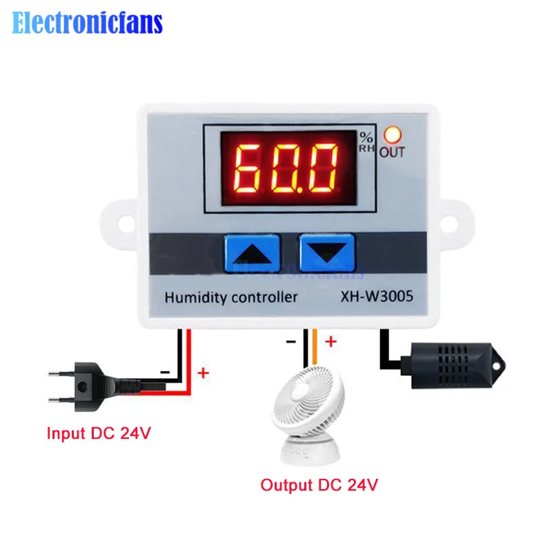 110 В переменного тока, 220 В, 12 В, 24 В, XH-W3005 W3005, цифровой регулятор влажности, гигрометр, переключатель контроля влажности, гигростат с датчиком влажности