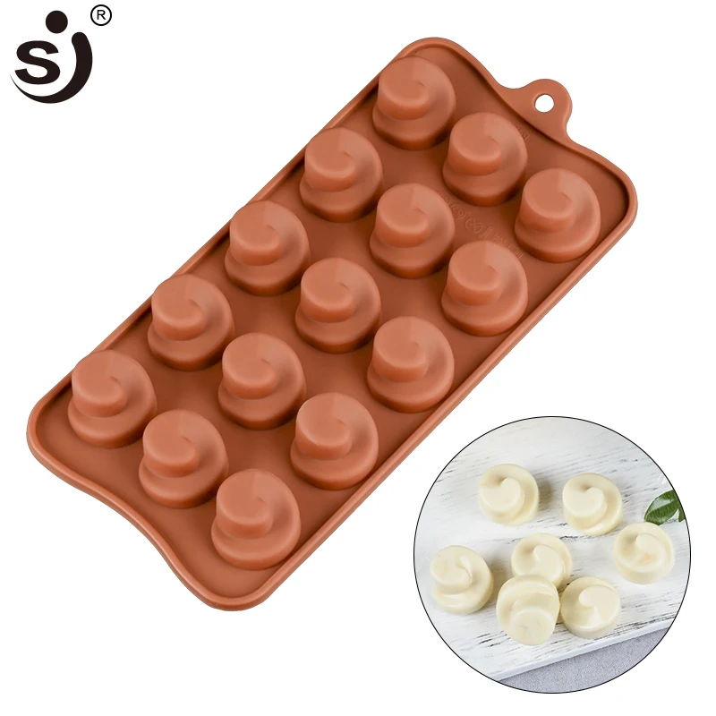 

SJ Chocolate Molds Silicone Whirlpool Shaped Candy Mould Heat-Resistant Cake Tray Microwave Safe Decoration Bakeware Cake Tools