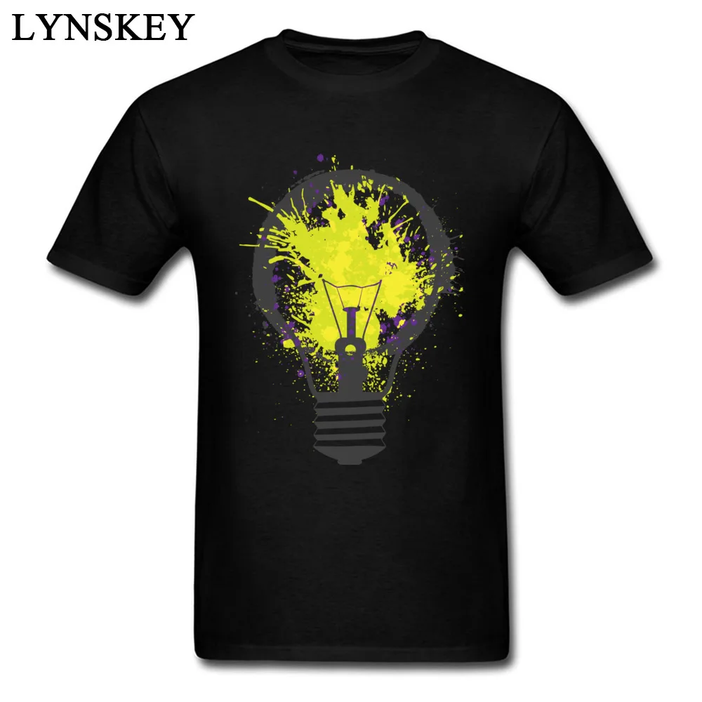 O-Neck 100% Cotton Mens T-shirts Unique Short Sleeve Tops Shirts Slim Fit Birthday Clothing Shirt Splash Electricity Splash Electricity black