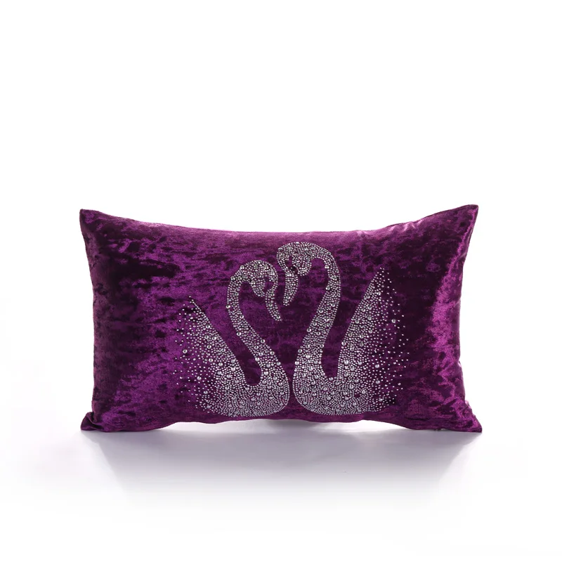 Экологичный фиолетовый двойной Лебедь PANFELOU 30*50 см с фианитом|cushion cover|cushion covers for