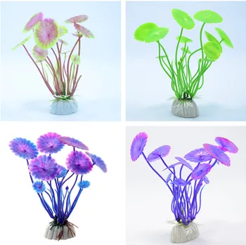 

1 PC Plastic Lotus leaf Grass Plants Artificial Aquarium Decorations Plants Fish Tank Grass Flower Ornament Decor
