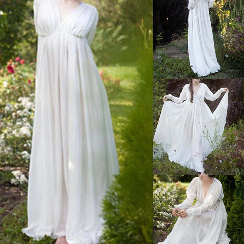 

Women Medieval Dress White Vintage Style Renaissance Dress Floor Length Women Cosplay Dresses Retro Long Medieval Dress Gown