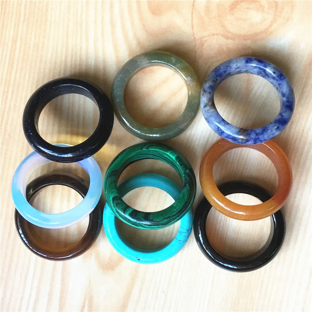 

Hot!!Natural Stone Ring Opal Turquoises Black Onyx Tiger Eye Sodalite Malachite Jewelry Gift Finger Rings For Women Men WeiJie