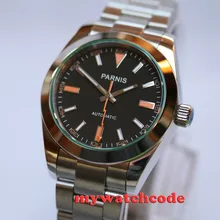 40 мм parnis черный циферблат сапфировые автоматические мужские часы P201