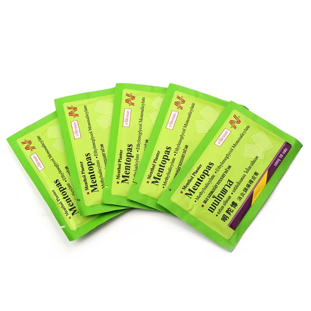 

50pcs /5bags Thailand Mentopas Inflammatory Pain Relief Plaster For Neck / Muscle Aches Pain Relief Muscular Fatigue Arthritis