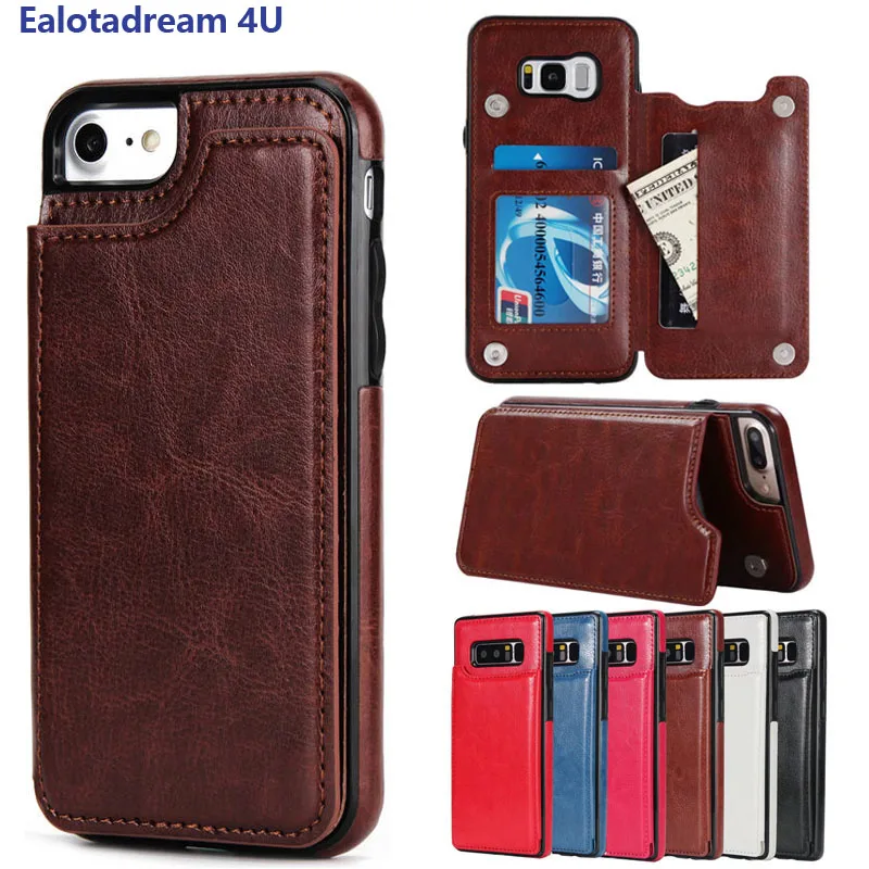 

Luxury Kickstand For iPhone X 7 8 Plus 6 6S Case Card Wallet Cover PU Leather Flip Case for Samsung S8 Plus S7 Edge Note 8 Cover