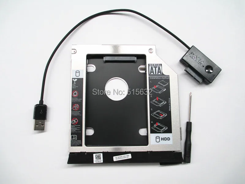 USB EXT Cable Exact FIT SATA 2nd HDD Caddy Module for DELL E6420 E6320 E6520