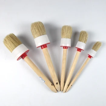

Good 5Pcs Soft Car SUV Detailing Wheel Wood Handle Brushes for Cleaning Dash Trim Seats Handy Washable Car Cleaning Tool