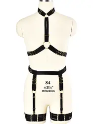 JLX. Сексуальное белье с ремешками Золотой уплотнительное кольцо восточном стиле комплект клетка Черный Топы Готический бюстгальтер бондаж