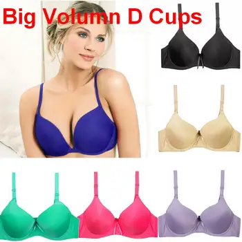 

Free shipping Women's Intimates Smooth Seamless Essential Plush up Underwire Full Coverage T-shirt Bra D cups Plus Sizes H066