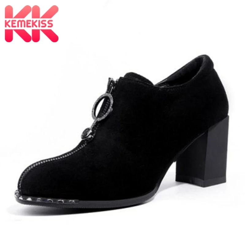 

KemeKiss Women Sexy High Heel Zipper Pumps Metal Crystal Rivets Shoes Women Daily Club Party Spring Pumps Footwear Size 33-40