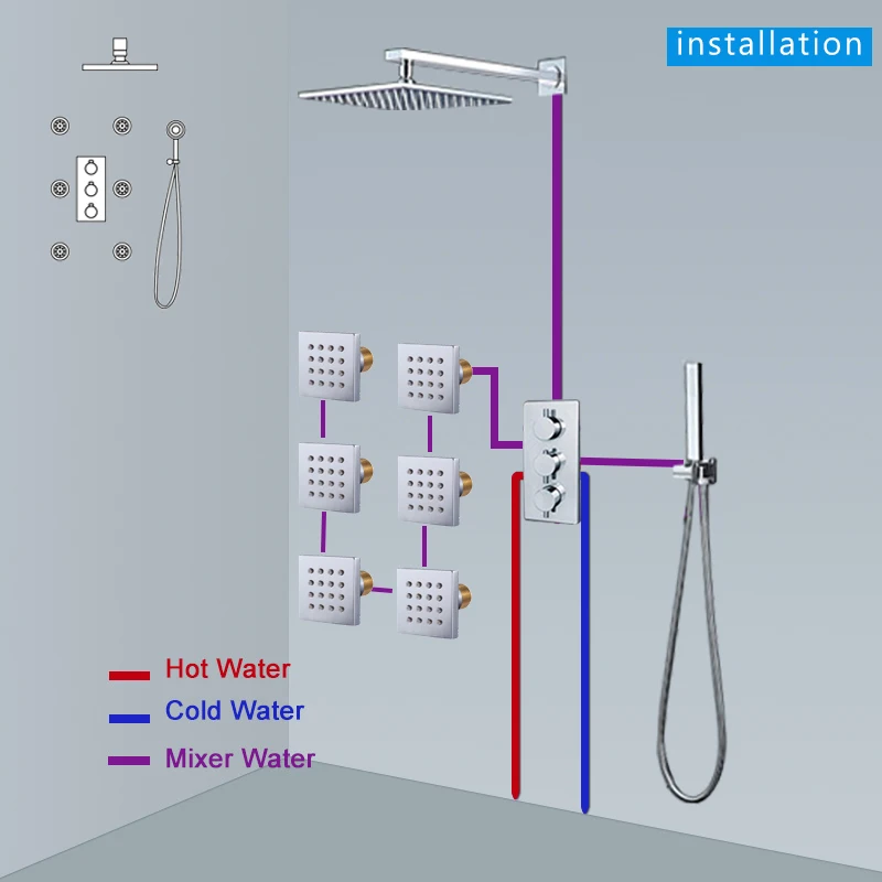 3-Color-Changing-Ceiling-Mounted-Square-Rain-Shower-Head-Thermostatic-Valve-Mixer-Tap-W-Massage-Jets
