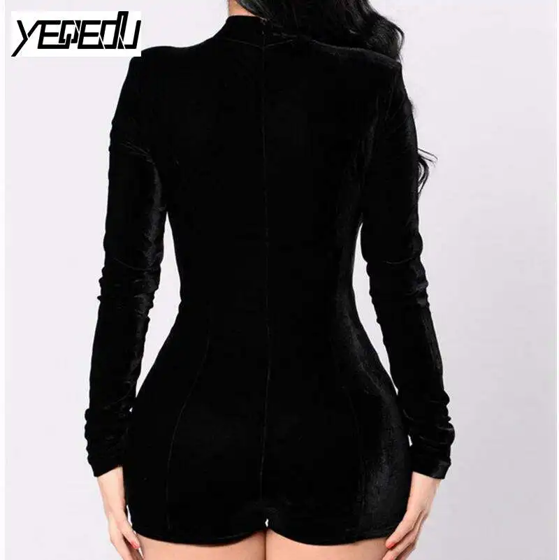 Женский флисовый комбинезон с высоким воротником и длинным рукавом|playsuits for women|long