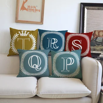 

Pure Color Background 26 English Letters Printing Linen Throw Pillow Case Multicolor Home Decoration Cushion Cover 45x45cm