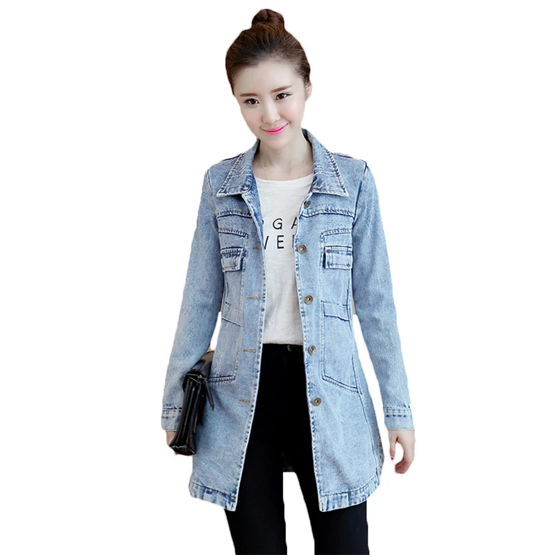

New 2018 Casual Denim Jacket Korean Plus Size 5XL Slim Women Coat Jeans Windbreaker Spring Autumn Jacket Women's Clothing A523