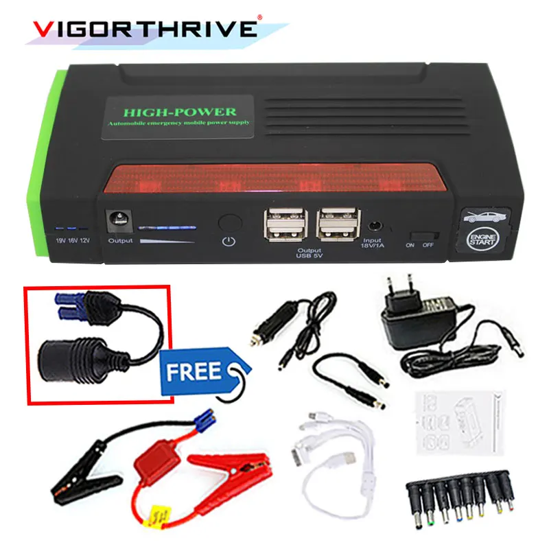 

Multi-function jump starter 68800mAh 4USB green Emergency car auto power bank external battery charger for starting cars