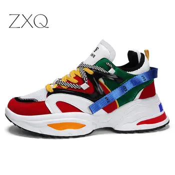 

Men dad sneakers casual Shoes Air Mesh red chunky Sneakers Outdoor Walking Shoes Zapatillas Hombre Breathable