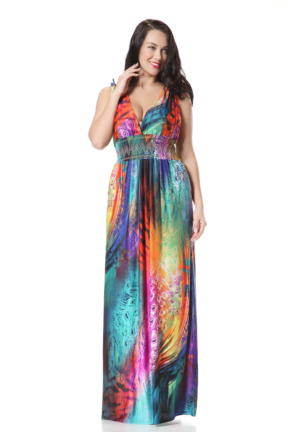 Robe été Bohème grande taille 7XL paon