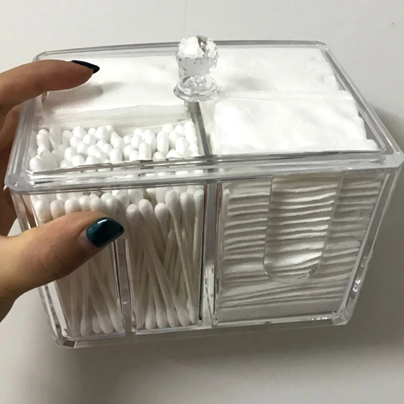 Acrylic cotton cosmetic storage box, cotton swab small box, transparent