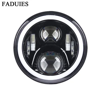 

FADUIES Motorbike Accessories 7" Turn Signal DRL Angel Eye Headlamp Harley Softail Touring Trike Projector